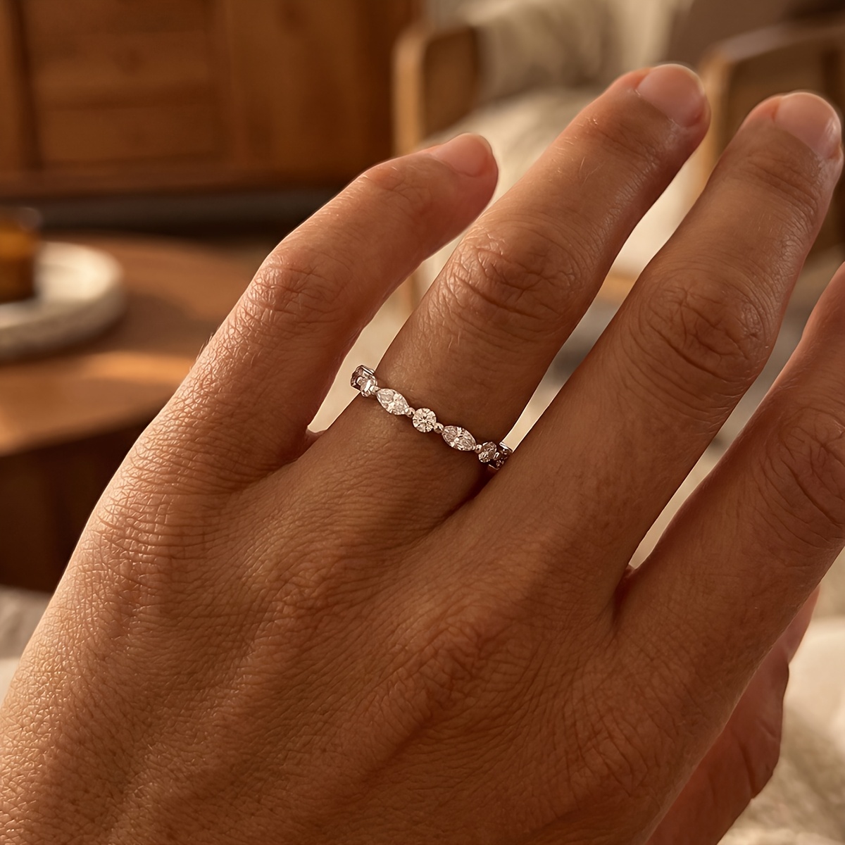 Women's Geometric Horse Eye Ring, Fashion Engagement